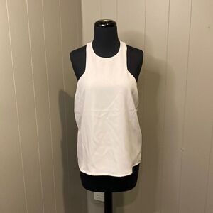 Tobi Small White Halter Top Tank Neck Button Sheer Lining 100% Polyester